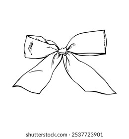 Holiday bow sketch vector illustration on white background.