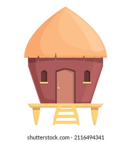 Holiday bungalow icon cartoon vector. Beach house. Sea villa