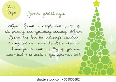 Holiday business greetings card. Happy new year postcard. Card  from company to its staff and clients. Template for your Christmas wish. Beautiful vector design and layout.