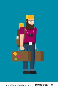 Holiday for businessman, man with travel bag