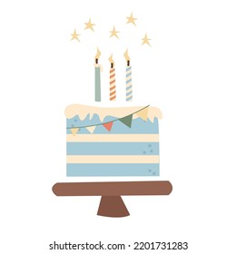 Holiday cake, cute birthday elements. vector illustration for invitation, cards and decoration.