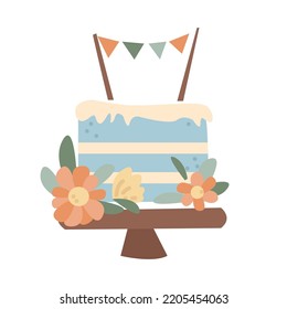 Holiday cake, cute birthday elements. vector illustration for invitation, cards and decoration.