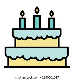 Holiday cake icon. Outline holiday cake vector icon color flat isolated on white