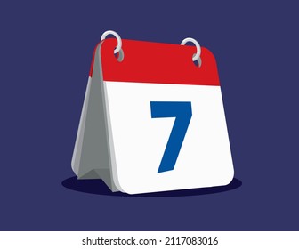 Holiday calendar date. Calendar illustration in flat style. Date of the week, month, year. 