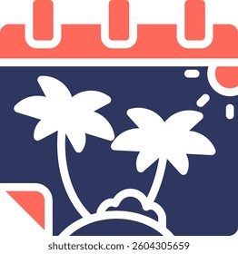 Holiday Calendar Icon Glyph Color Vector Illustration
