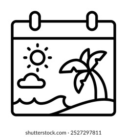 Ilustración vectorial de línea de ícono de Festiva Calendar