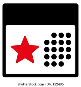 Holiday Calendar vector icon. Style is bicolor flat symbol, intensive red and black colors, rounded angles, white background.