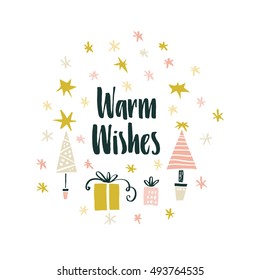 Holiday calligraphy - Christmas design element. Vector clipart. New Year decoration. 