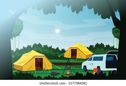 Holiday Camp Tent Outdoor Adventure Beautiful Nature Landscape