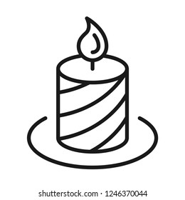 Holiday candle icon. Line style