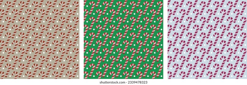 Holiday candy design in 3 color ways