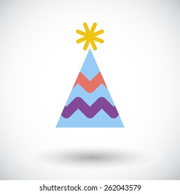 Holiday cap. Single flat icon on white background. Vector illustration.