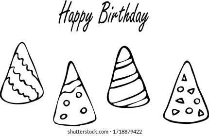 Holiday caps on a white background hand drawn. For card, poster, design. Isolated objects.