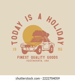 Holiday Car Vintage Illustration Graphic Design Forest