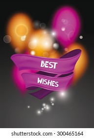 Holiday card with air balloons and ribbon