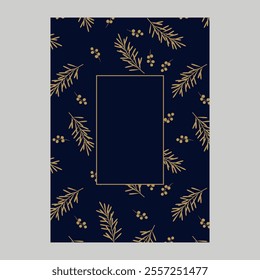 A holiday card with a Christmas tree, decorative plant elements, a background and a copy space. A universal template for a postcard.
