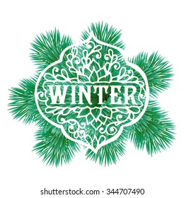 Holiday card with  Christmas tree. Vector illustration