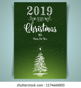 Holiday card design, New year presents in blue background