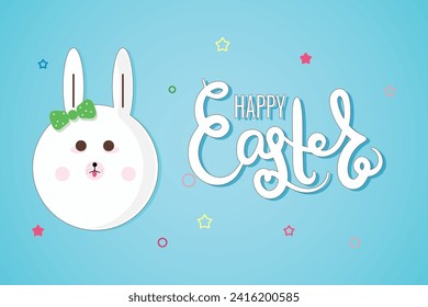 Holiday card for Easter Day with a rabbit.
Happy Easter.Vector illustration.