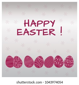 Holiday card, Easter eggs white ornaments. Vector illustration