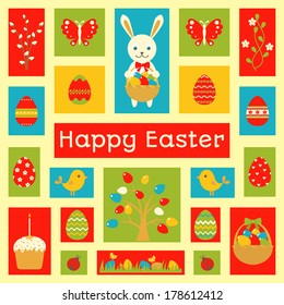 Holiday card with Easter elements. Vector illustration