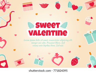 Holiday card with elements for Valentine's Day