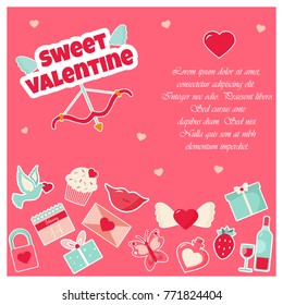 Holiday card with elements for Valentine's Day