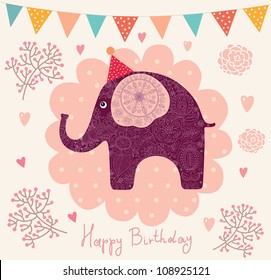 Holiday card with elephant