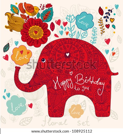 Holiday card with elephant