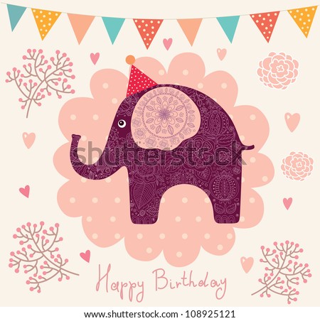 Holiday card with elephant