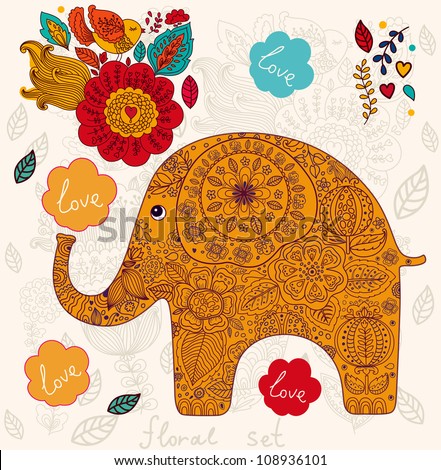 Holiday card with elephant