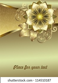 Holiday card with gold flower