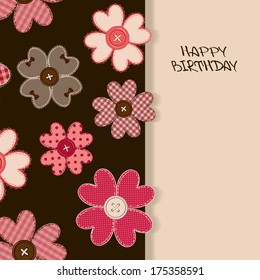 Holiday card or invitation with fancy flower patchworks and buttons