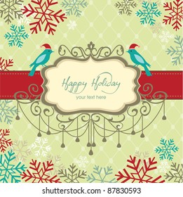 Holiday card with  luxury vintage frame