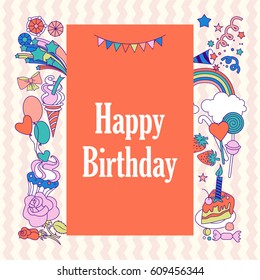 Holiday card with roses, sweets and place for text