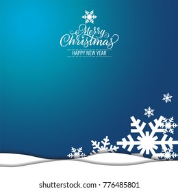 Holiday card, snowflake in blue background, happy new year background, vector