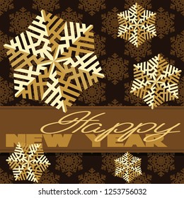 Holiday card with snowflakes and says Happy new year.