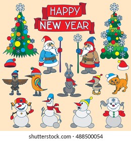 Holiday card with snowflakes and says Happy new year.