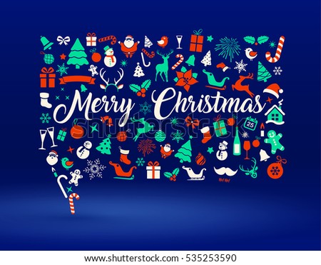 Holiday Card, Speech Bubble from design elements and icons.
