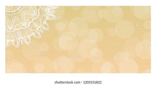 Holiday card template with mandala pattern. For business card, meditation class. Vector illustration