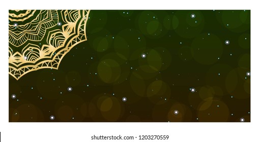 Holiday card template with mandala pattern. For business card, meditation class. Vector illustration