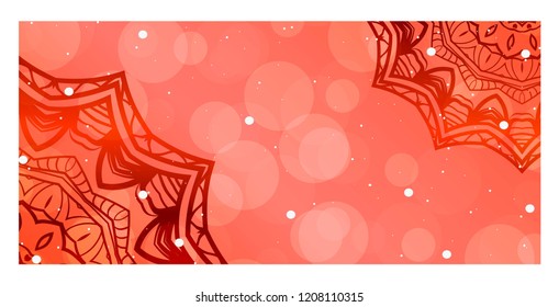 Holiday card template with mandala pattern. For business card, meditation class. Vector illustration