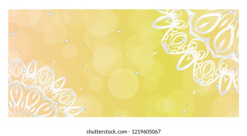 Holiday card template with mandala pattern. For business card, meditation class. Vector illustration