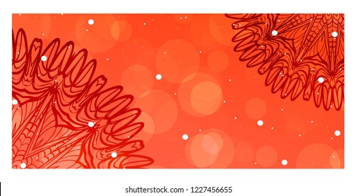 Holiday card template with mandala pattern. For business card, meditation class. Vector illustration
