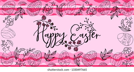 Holiday card, wrapping, background. Easter illustration. Easter poster, banner, flyer, promotion, sale. Happy Easter