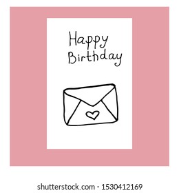 
Holiday cards with doodle illustrations. happy birthday 