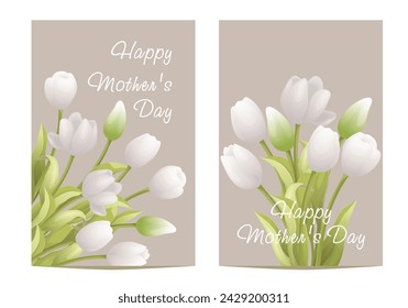 Holiday cards. Happy mothers day. Spring floral vector illustration, tulip, luxury flower background, international women day concept flyer, modern party design