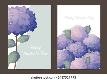 Holiday cards. Happy mothers day. Spring floral vector illustration, hydrangea flowers, luxury flower background, international women day concept flyer, modern party design