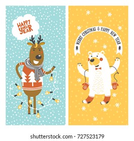 Holiday cards - Marry Christmas and Happy New Year. 