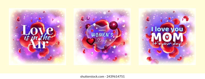 Holiday cards. Mother's Day. Love Day. 8 March. International Women's Day. Vector image. Eps 10